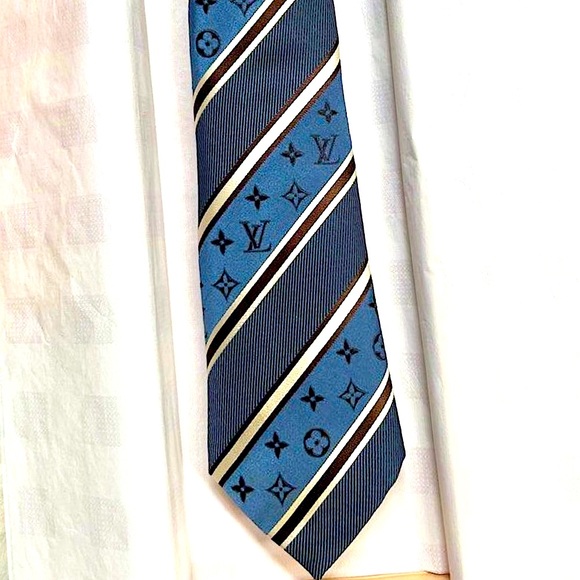 🎁ICONIC🎁✨🆕💯RARE TIMELESS AUTHN LOUIS VUITTON MONOGRAM POWER STRIPE TIE🔥 - Picture 3 of 16